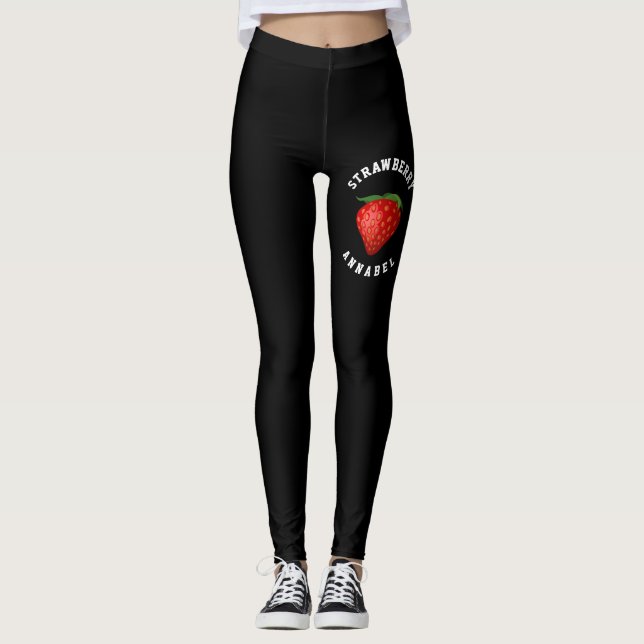 Leggings Nombre del Chica de fresa Piernas deportivas negra (Anverso)