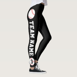 Leggings Nombre del equipo de béisbol personalizado y númer