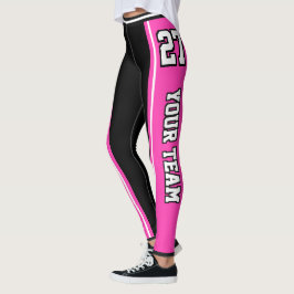 Leggings Nombre del equipo deportivo número de rayas negras
