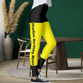 Leggings Nombre del Mascota de estilo negro amarillo brilla