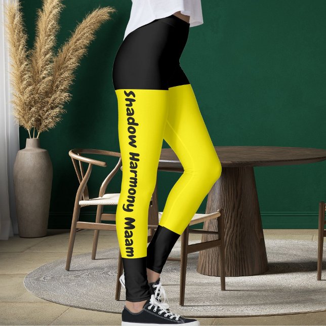 Leggings Nombre del Mascota de estilo negro amarillo brilla (Subido por el creador)
