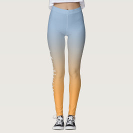 Leggings Nombre elegante en degradado azul claro a Naranja