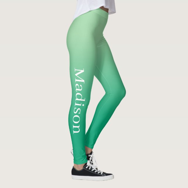 Leggings Nombre elegante en degradado verde claro a oscuro (Derecha)
