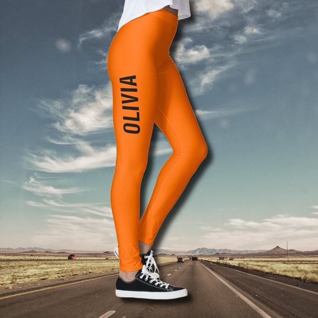 Leggings Nombre moderno del Naranja del atardecer | Minimal (Subido por el creador)