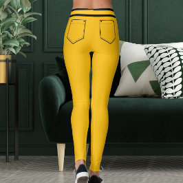 Leggings Nombre Personalizado Amarillo Naranja Rayas Negras