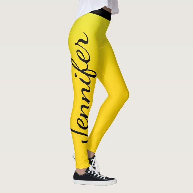 Leggings Nombre personalizado amarillo y negro llamativo (Derecha)