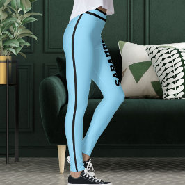 Leggings Nombre Personalizado Bebé Azul Rayas Negras Regalo