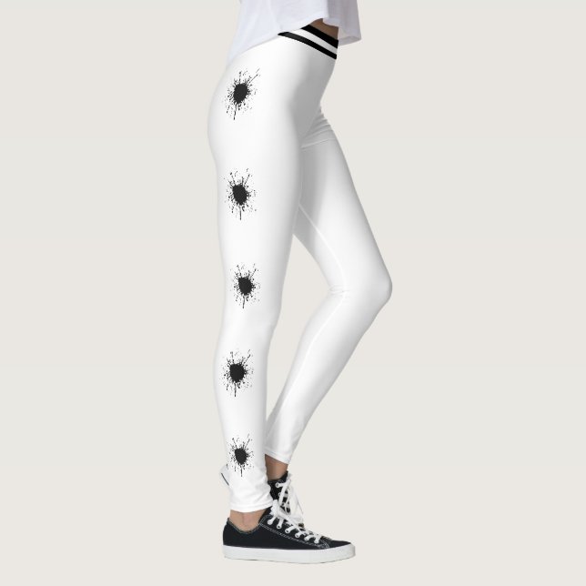 Leggings Nombre Personalizado Blanco Patrón Negro Salpicadu (Derecha)