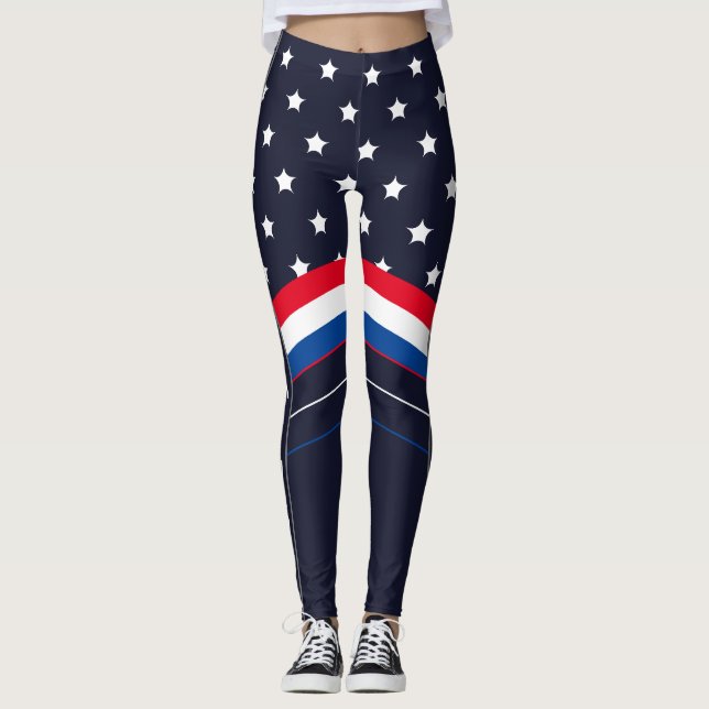 Leggings Nombre personalizado de la bandera estadounidense  (Anverso)