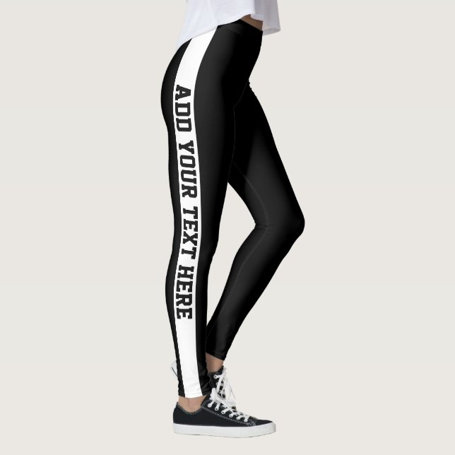 Leggings Nombre personalizado de rayas blancas y negras per (Derecha)