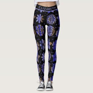Leggings Nombre personalizado del patrón floral sin soldadu