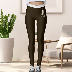 Leggings Nombre personalizado Gato Siamés Lindo Foto Café