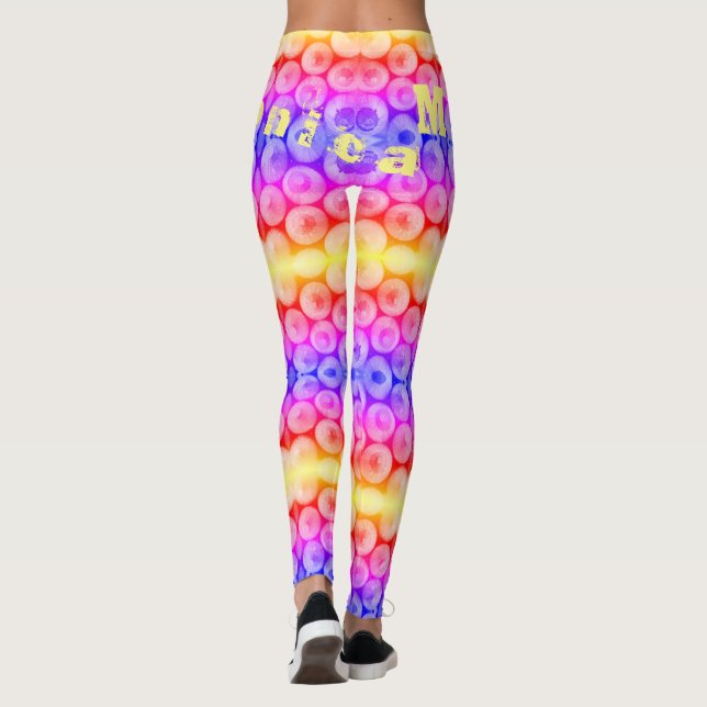 Leggings Nombre personalizado Leyendas arcoiris (Reverso)