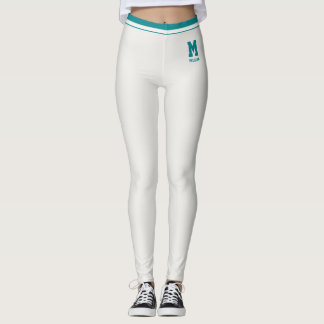 Leggings Nombre Personalizado Lindo Neutral Rayas Turquesa 