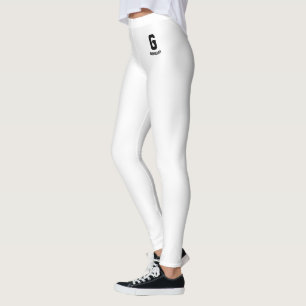 Leggings Nombre Personalizado Monograma Clásico Blanco Negr