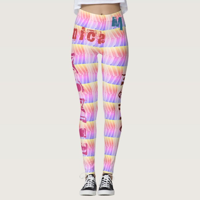 Leggings Nombre personalizado Piernas arcoiris (Anverso)