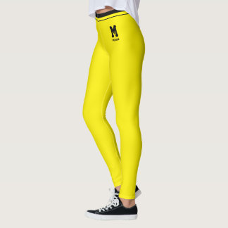 Leggings Nombre Personalizado Rayas Amarillas y Negras Lind