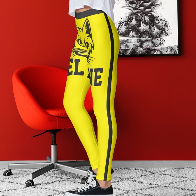 Leggings Nombre personalizado Rayas grises amarillas cortas (Subido por el creador)