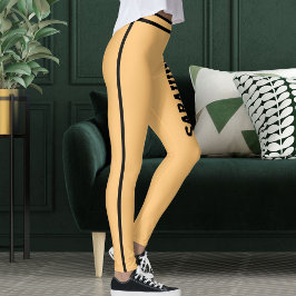 Leggings Nombre Personalizado Rayas Negras Regalo Hecho a M