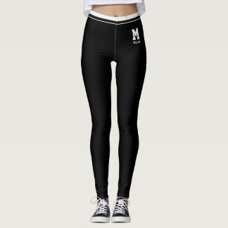 Leggings Nombre Personalizado Rayas Negras y Neutras Lindas