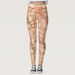 Leggings Nombre personalizado rosa de patrón ininterrumpido