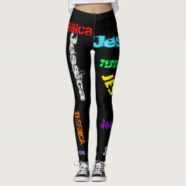 Leggings Nombre repetido personalizado Negro Leyendas negri