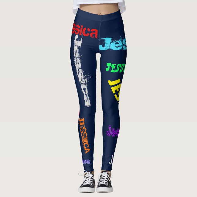 Leggings Nombre repetido personalizado Negro Leyendas negri (Anverso)