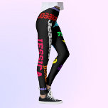 Leggings Nombre repetido personalizado Negro Leyendas negri<br><div class="desc">Diversión,  Negrita,  Colorida,  Piernas. Introduzca su nombre en la plantilla y se repite como magia.</div>