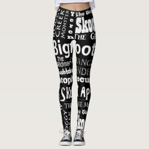 Leggings Nombres de las polainas de Sasquatch en negro