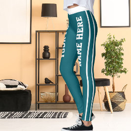 Leggings Nombres de Mascotas de franjas Verde azuladas oscu