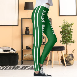 Leggings Nombres de Mascotas de franjas verdes personalizad