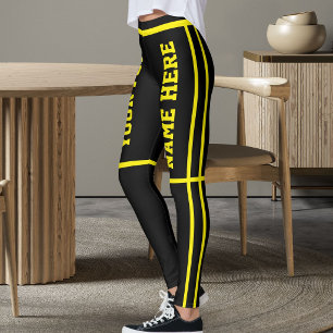 Leggings Nombres de mascotas personalizados con rayas negra