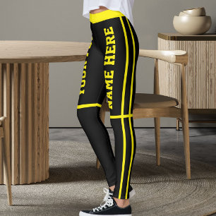 Leggings Nombres de mascotas personalizados en rayas negras