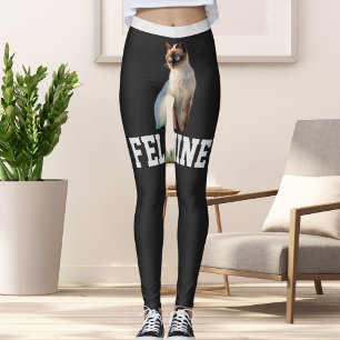 Leggings Nombres grises personalizados Mascota de gato siam