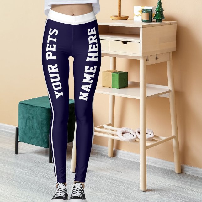 Leggings Nombres Mascotas de franjas azules de la Marina Bl (Subido por el creador)