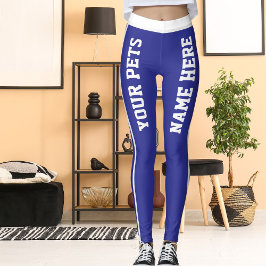 Leggings Nombres Mascotas de franjas azules profundas blanc