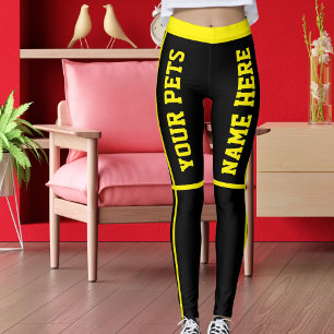 Leggings Nombres Mascotas de franjas negras amarillas brill