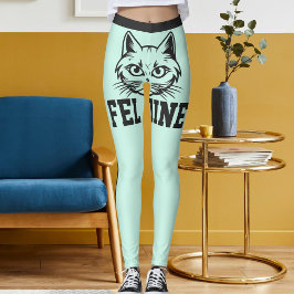 Leggings Nombres personalizados Mascota de gatos Verde azul