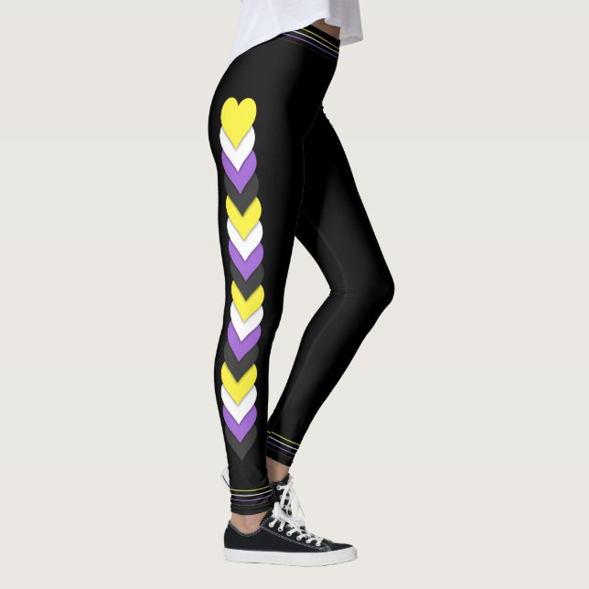 Leggings Non-binary pride flag hearts and stripes (Derecha)