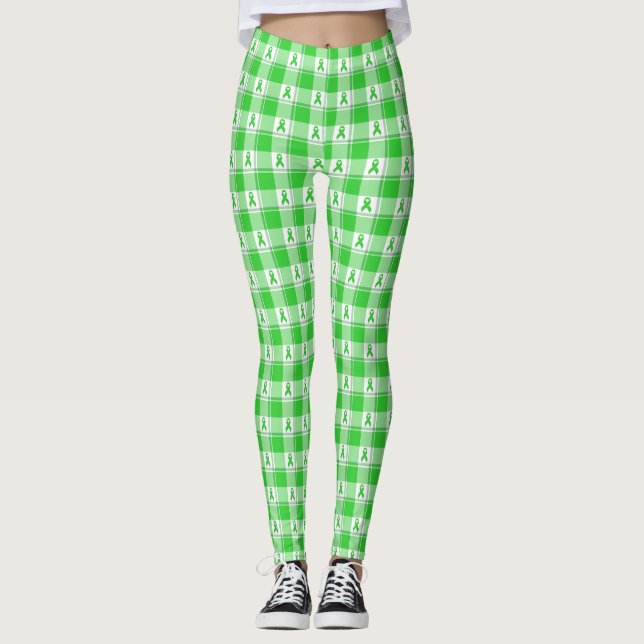 Leggings Non-Hodgkin's Lymphoma Awareness Plaid Green (Anverso)