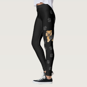Leggings Norfolk Terrier Cartoon de perro y patas negro y m