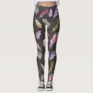 Leggings Nota de las plumas: Patrón de aves acuáticas.