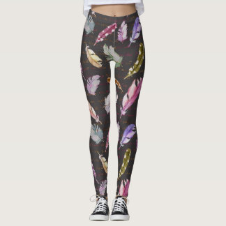 Leggings Nota de las plumas: Patrón de aves acuáticas.