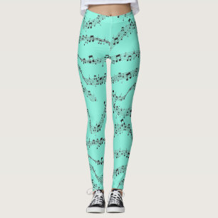 Leggings Nota de música azul Músico de patrón