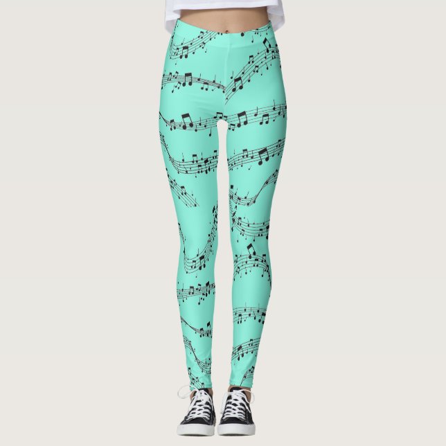 Leggings Nota de música azul Músico de patrón (Anverso)