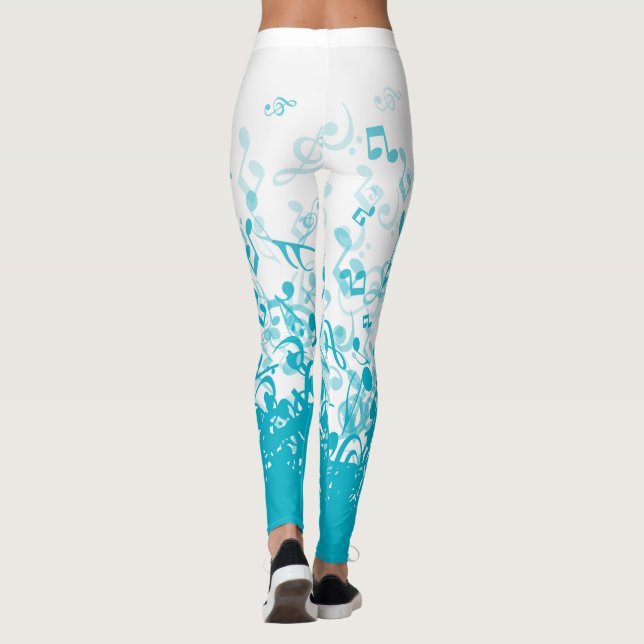 Leggings Notas de la música de lluvia Aqua (Reverso)