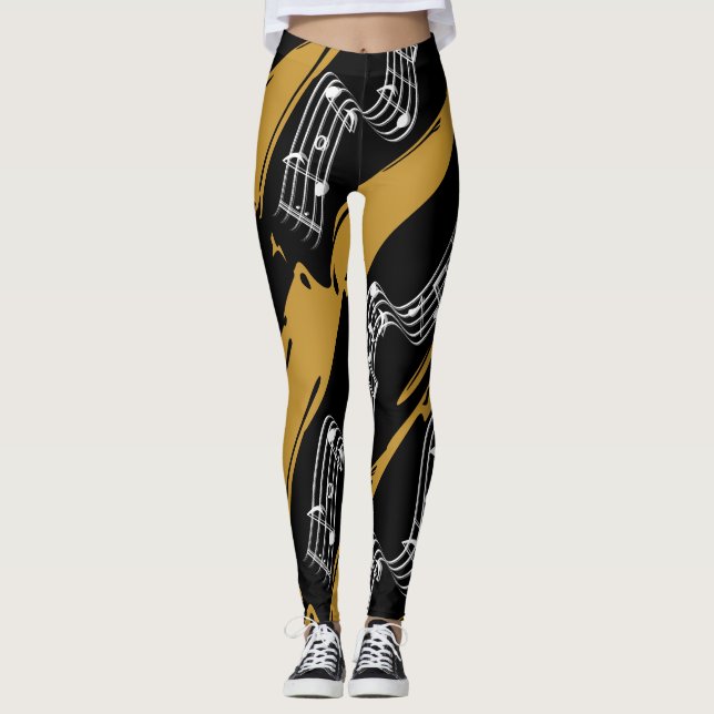 Leggings Notas musicales Black Gold Modern (Anverso)