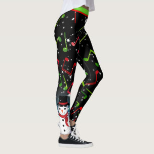 Leggings Notas musicales con Snowman en BLACK