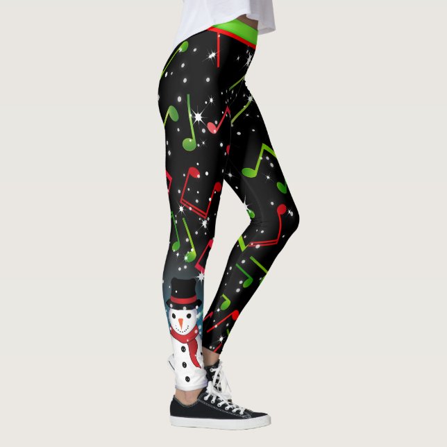 Leggings Notas musicales con Snowman en BLACK (Derecha)
