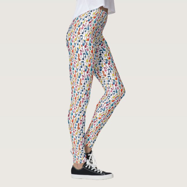 Leggings Notas musicales Diseño de arte de Kawaii (Derecha)